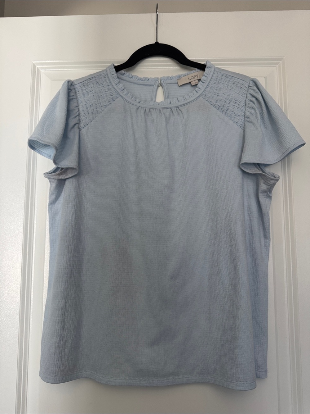LOFT Powder Blue Ruffle Sleeve Blouse